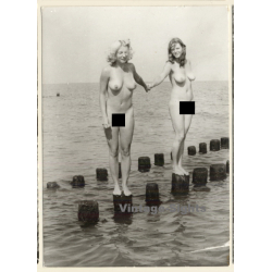Erotic Study: 2 Natural Nudes On Baltic Sea Jetty (Vintage Photo GDR ~1970s/1980s)