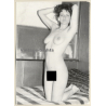 Erotic Study: Slim Darkhaired Nude Kneeling On Bed / Hairy Armpits (Vintage Photo GDR ~1970s/1980s)