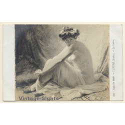 Louise Landre: La Lettre - Salon De Paris 1909 / Nude Art - Risqué (Vintage PC ~1910s)