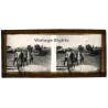 Djiring / Vietnam: Members Of Moïs Tribe On Street / Ethnic (Vintage Stereo Glass Plate ~1920s/1930s)