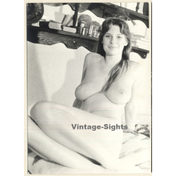 Erotic Study: Natural Brunette Nude On Bed (Vintage Photo GDR ~1970s/1980s)