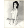 Erotic Study: Darkhaired Nude Curlyhead Kneeling On Bed (Vintage Photo GDR ~1970s/1980s)