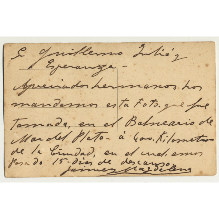 Florencio Bixio: Stylish Couple - Playa Mar De Plata 1932 (Vintage Photo PC)