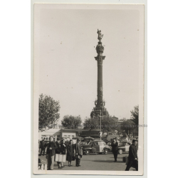 Columbus Monument, Taxis - La Rambla / Barcelona (Vintage Photo ~1950s/1960s)
