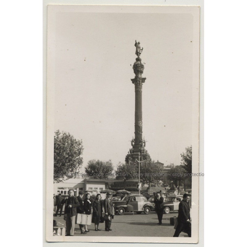 Columbus Monument, Taxis - La Rambla / Barcelona (Vintage Photo ~1950s/1960s) Columbus Monument, Taxis - La Rambla / Barcelona (Vintage Photo ~1950s/1960s)