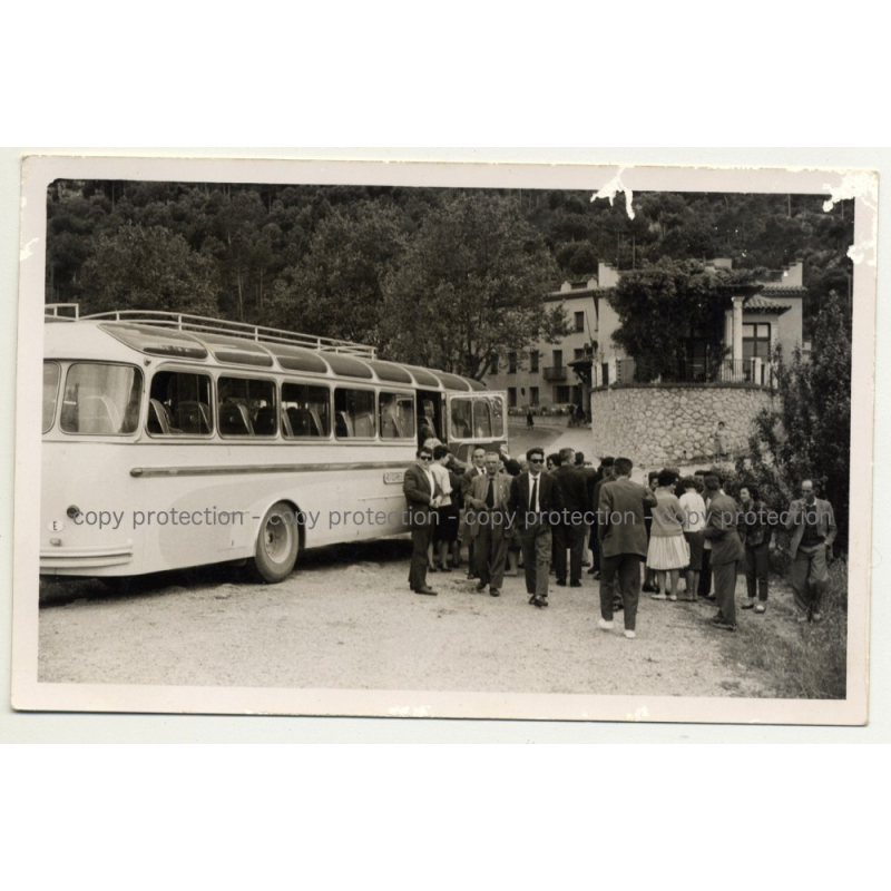 1960s Panorama Rooftop Bus - Büssing ? / Setra S? (Vintage Photo B/W Spain) 1960s Panorama Rooftop Bus - Büssing ? / Setra S? (Vintage Photo B/W Spain)
