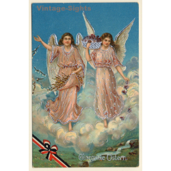 Gesegnete Ostern / Happy Easter - Glitter Angels (Vintage PC 1917)