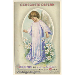 Gesegnete Ostern / Happy Easter - Girl Angel - Daisy (Vintage PC 1912)