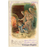 Female Angel Protects Kid From Fire / Poem (Vintage PC 1906)