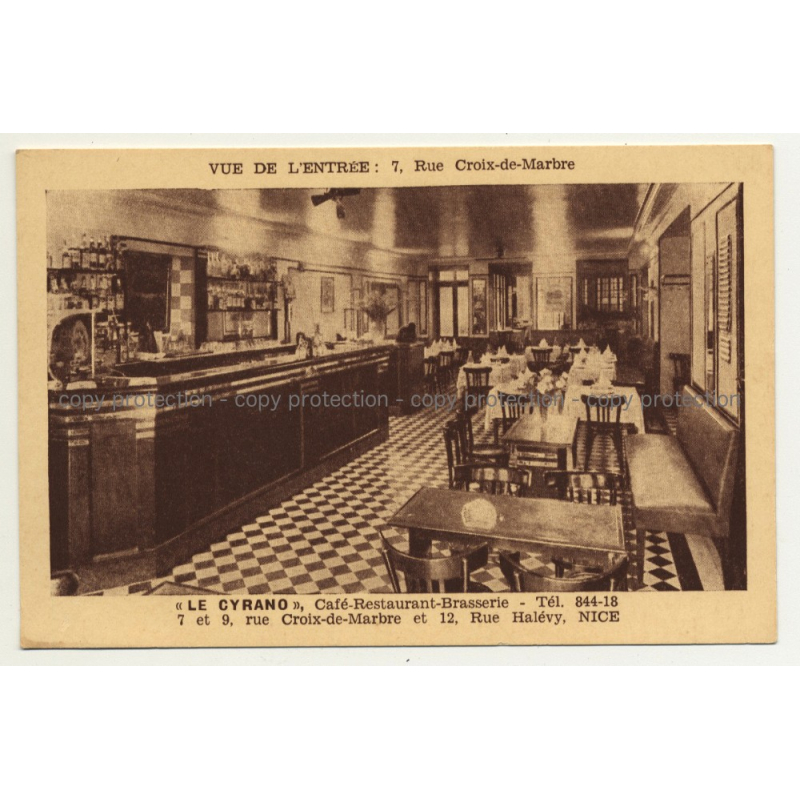06000 Nice / France: Le Cyrano - Dining Room & Bar (Vintage Postcard)