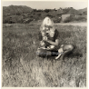 Erotic Study by T.Liori: Pretty Blonde Semi Nude Squatting On Meadow (Vintage Photo KORENJAK 1970s/1980s)