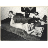 Erotic Study: Nude Female Reading Newspaper / Wallpaper (Vintage Photo GDR ~1970s/1980s)