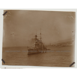 Warship & Dinghies: SMS Königsberg? / Africa (Vintage Photo B/W 1920s)