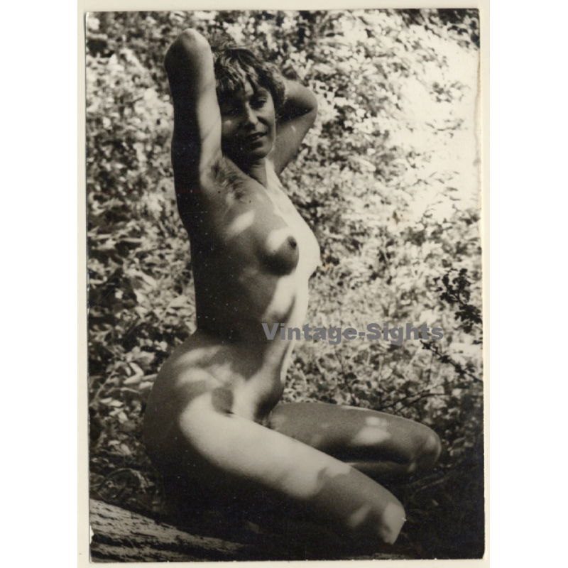 Erotic Study: Natural Kneeling Nude In Forest*2 / Hairy Armpits (Vintage Photo GDR ~1970s/1980s)