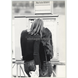 Long Haired Hippie Couple Looking For The Next Rhein Ferry (Vintage Photo)