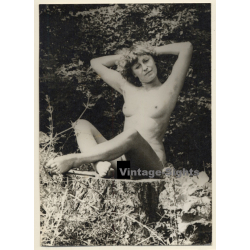 Erotic Study: Natural Nude Sitting On Tree Stump (Vintage Photo GDR ~1970s/1980s)