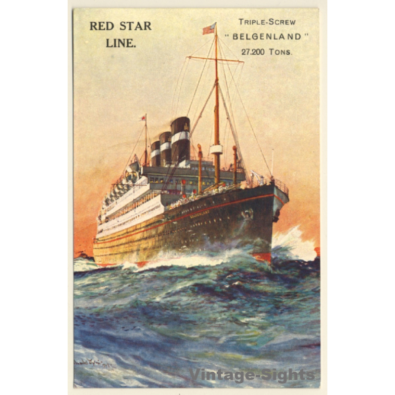 SS Belgenland - Triple Screw / Red Star Line (Vintage PC 1920s/1930s)
