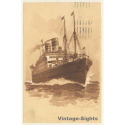 SS Cleveland - Twin Screw / United American Lines (Vintage PC 1924)