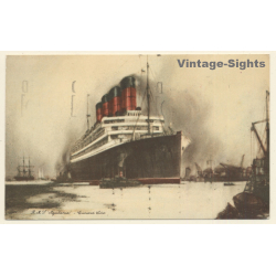 Cunard Line: R.M.S. Aquitania / Steamer (Vintage PC 1921)