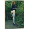 Rear View: Leggy Brunette Semi Nude Flashing Butt Outdoors (Vintage Photo ~1990s)