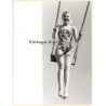 Pin-Up Study By Kurt Eckert: Happy Blonde Woman On Big Swing / Swimsuit (Vintage Photo 1964)