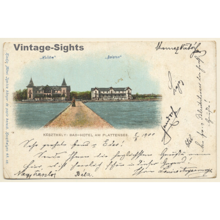 Keszthely / Hungary: Bad Hotel Am Plattensee / Balaton (Vintage PC 1900)