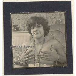 Erotic Study: Pretty Topless Woman Covers Up Her Boobs (Vintage Contact Sheet Photo 1970s/1980s)