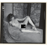Erotic Study: Brunette Nude Lingering On Bed*1 (Vintage Contact Sheet Photo 1970s/1980s)