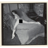 Erotic Study: Brunette Nude Lingering On Bed*6 (Vintage Contact Sheet Photo 1970s/1980s)