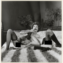 Erotic Study: Passionate Nude Girlfriends On Flocati Blanket / Lesbian INT (Vintage Photo KORENJAK 1970s/1980s)