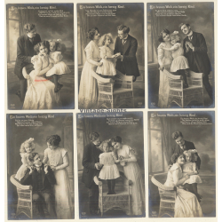 Ein Braves Weib, Ein Herzig Kind / Family - Couple In Love - Kitsch (Set Of 6 Vintage RPPCs 1911)