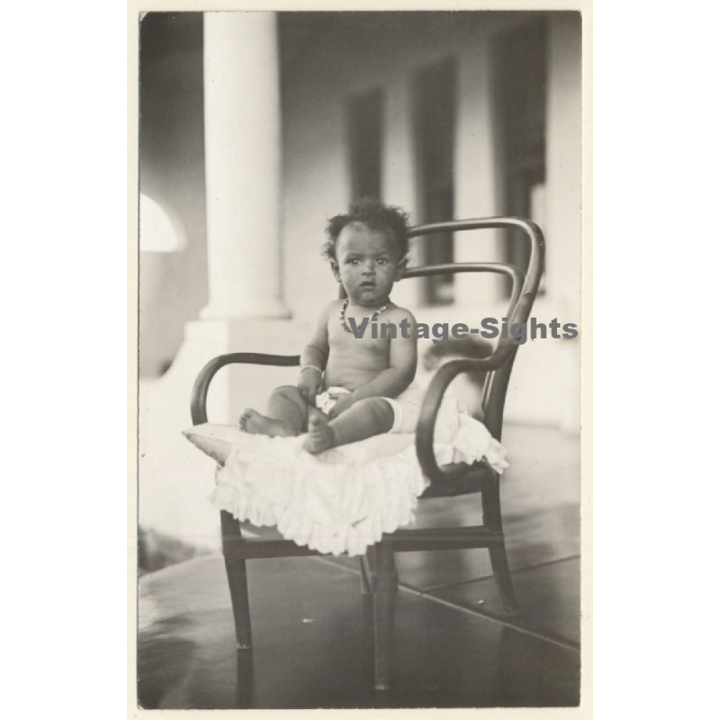 South Africa: Sweet Indigenous Baby On Chair (Vintage RPPC 1930)