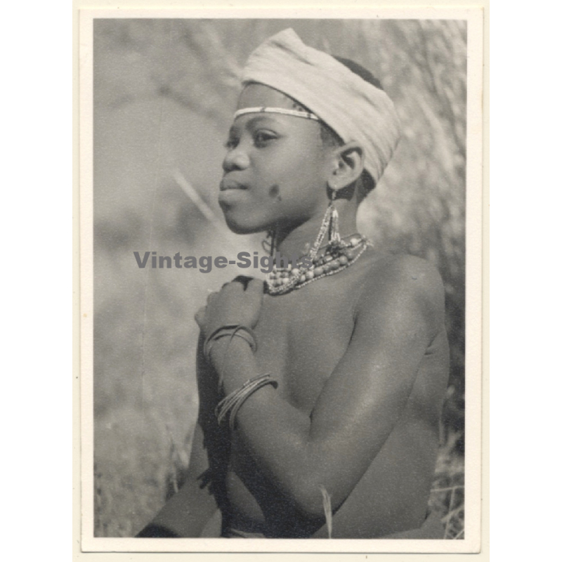 Young African Tribal Boy With Headband / Ethnic (Vintage Photo 1940s/1950s)