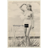 Erotic Study: Natural Nude On Beach Looks Into The Distance (Vintage 2nd Gen. Photo ~1950s)