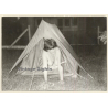 Erotic Study: Topless Female Looking Out Of Tent (Vintage Photo GDR ~1970s/1980s)