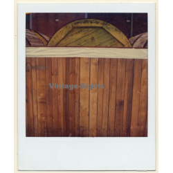 Photo Art: Cable Drum Behind Wood Wall (Vintage Polaroid SX-70 1980s)