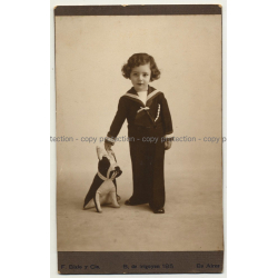 Florencio Bixio & Cia: Baby Girl & Stuffed Animal / Dog (Vintage Photo Argentina 1930s)
