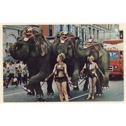 Peru, Indiana / USA: Circus Elephants On Street Parade (Vintage PC)