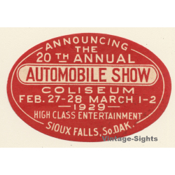 Sioux Falls / USA: 20th Annual Autombile Show 1929 (Vintage Advertisement Vignette)