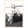 Blonde Nude Female Smoking / St.Andrews Dimbula Tea Box (Vintage Photo ~1940s/1950s)