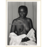 Artistic Erotic Nude Study: Natural Bold Dark-Skinned Female (Vintage Photo France 1980s)