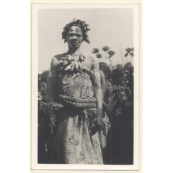 Africa / Congo?: Young Indigenous Female In Ceremonial Outfit / Body Painting (Vintage Photo ~1940s/1950s)