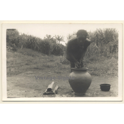 Africa / Congo?: Native Tribal Woman Doing Pottery (Vintage Photo ~1940s/1950s)