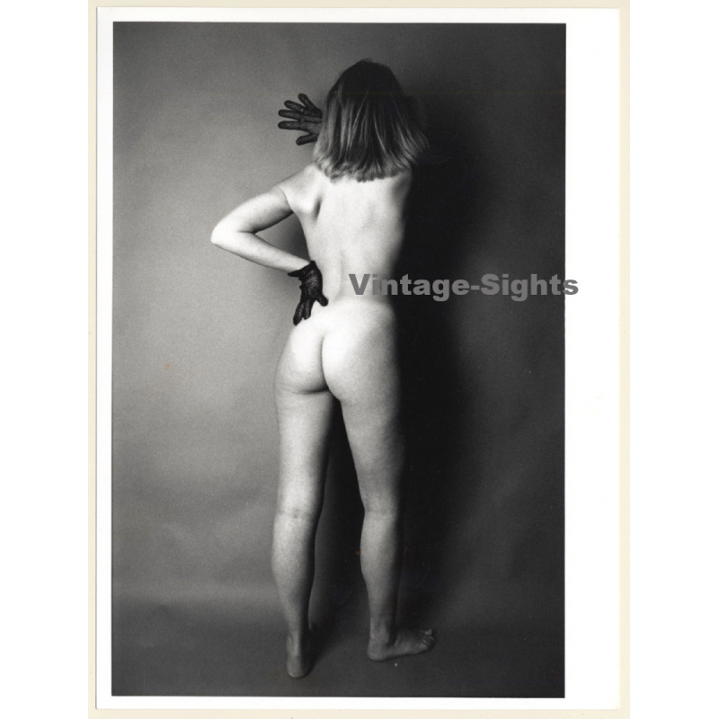 Artistic Erotic Nude Study: Slim Blonde Female*3 / Rear View (Vintage Photo France 1980s)