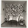 German Dining Room 1959 / Interior - Curtains (Vintage Photo B/W)
