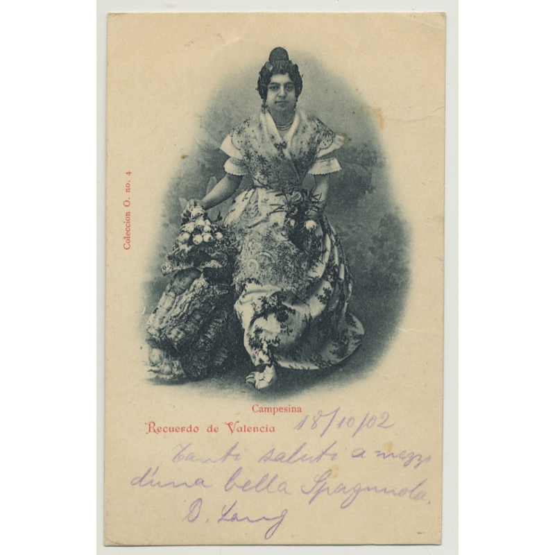 Recuerdo de Valencia: Campesina / Spain (Vintage Postcard 1902)