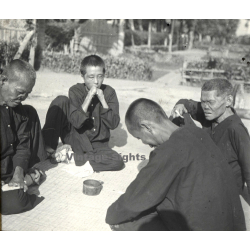 Vietnam: Lepers Roll A Cigarette / Leprosy Colony (Vintage Stereo Glass Plate ~1920s/1930s)