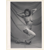 Artistic Erotic Nude Study: Slim Dark-Skinned Female*2 / Ripped Jeans (Vintage Photo France 1980s)