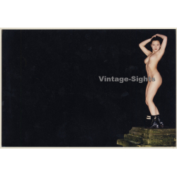 Artistic Erotic Nude Study: Asian Nude Outdoors At Night*2 (Vintage Photo France 21 x 30 CM 1980s)