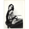 Artistic Erotic Study: Slim Darkhaired Nude Kneeling On Table / Lingerie (Vintage XL Photo France 30 x 22 CM 1980s)